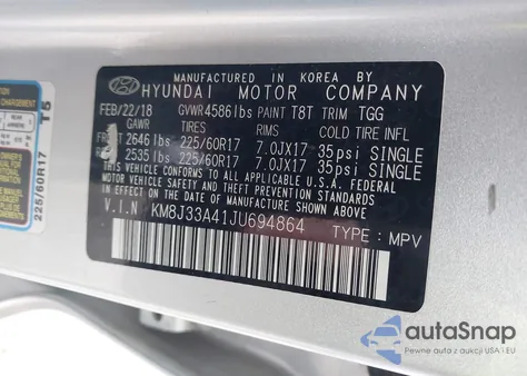 2018 Hyundai Tucson Sel из США, поврежденный, VIN KM8J33A41JU694864